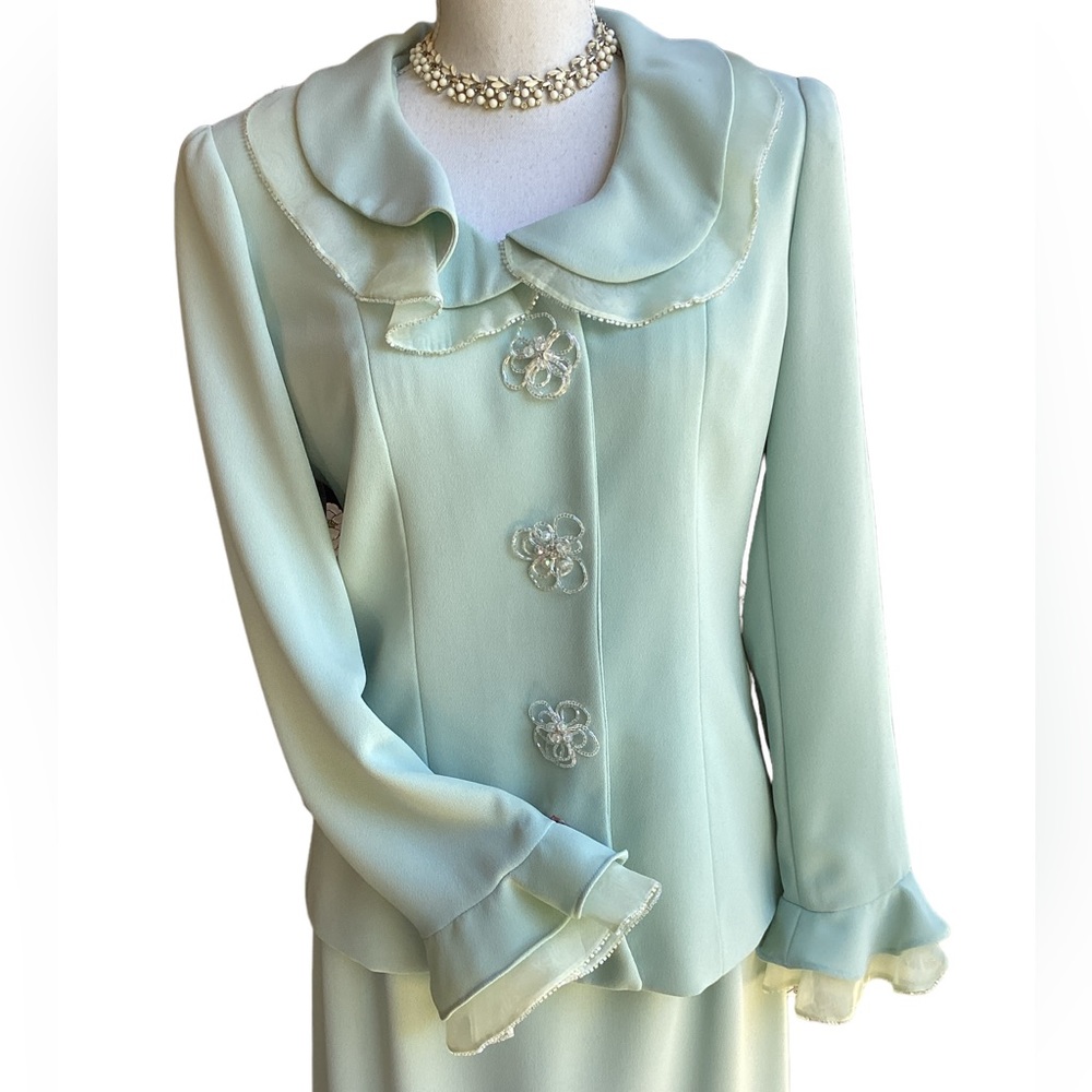 Vintage Bigio Collection for Neiman Marcus Mint Green Maxi Suit Set. B23
